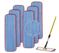 Rubbermaid Commercial Lot de 6 serpillères de rechange en microfibre pour balai à franges humides et sèches de 47 cm - Recharges réutilisables pour tout système de balai plat en microfibre de 47 cm