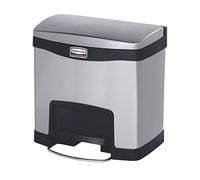 Rubbermaid - Poubelle Slim Jim Step On Front Step en acier inoxydable 15 litres - Acier inoxydable - Acier inoxydable mat, noir