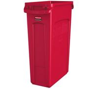 Rubbermaid Commercial Products 1956189 Slim Jim Collecteur de déchets avec conduits d'aération, plastique, 87 L, rouge