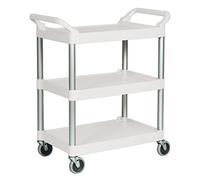 Rubbermaid Commercial Products Chariot de Service en Plastique, 3 Étagères, Polypropylène, Blanc
