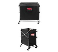 Rubbermaid Commercial Products Chariot X-Cart Pliable & 2 Sacs en Vinyle | Chariot Professionnel pour Tri du Linge et des Déchets | 300 L, Gris & Noir