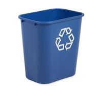 Rubbermaid Commercial Products Deskside Bac de Recyclage, 26 L Bleu - Corbeille Compacte en Plastique avec Symbole Recyclage pour Bureau, Salle de Bain - FG295673BLUE