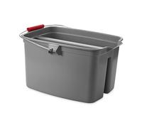 Rubbermaid Commercial Products Double Seau de Nettoyage à Double Compartiment 18 L Gris - Organisateur de Produits de Nettoyage en Plastique, avec Poignéem pour Cuisine/Salle de Bain - FG262888GRAY