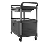 Rubbermaid Commercial Products FG409400GRAY Bac de manutention HDPE Commerciale Chariot de Service avec Portes verrouillables et tiroir Coulissant Gris