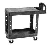 Rubbermaid Commercial Products FG450500BLA Chariot Utilitaire Robuste, poignée Ergonomique, étagères Plates, Petit Format, Noir
