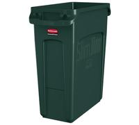 Rubbermaid Commercial Products Slim Jim Collecteur de Déchets 60 L Vert - Bac Rectangulaire Avec Canaux De Ventilation, Pour Cuisine, Bureaux, Espaces Collectifs et Triage - 1955960