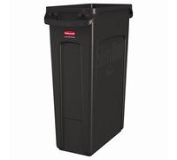 Rubbermaid Commercial Products Slim Jim Collecteur Ventilé Rectangulaire | En Plastique pour Cuisine et Bureau | 87 L, Brun