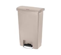 Rubbermaid Commercial Products Slim Jim Poubelle à pédale | Couvercle silencieux, pour déchets médicaux en cabinet ou établissement de santé | 50 L, beige