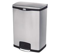 Rubbermaid Commercial Products Slim Jim Poubelle à pédale frontale en inox | Profil étroit, couvercle silencieux, milieux professionnels | 90 L, noir