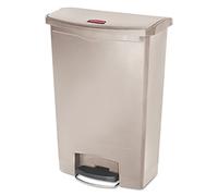 Rubbermaid Commercial Products Slim Jim Poubelle à pédale | Pédale frontale, pour hôpitaux, laboratoires, urgences et chambres de patients | 90 L, beige