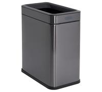 Rubbermaid Corbeille à papier en acier inoxydable, 9 litres, gris anthracite, poubelle à placer sous le bureau pour la maison/bureau/salle de bain