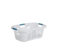 Rubbermaid Grand Panier à Linge courbé pour la Hanche, 1,5 Boisseau, Blanc, bac de Rangement empilable/Organisateur pour Salle de Bain/Chambre/dortoir/Maison