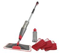 Rubbermaid Kit de Nettoyage de Sol en Microfibre avec 3 tampons humides en Microfibre, 1 Solution Rechargeable pour Une Utilisation Humide et sèche, tampons lavables et réutilisables, sans Fil, pour