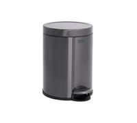 Rubbermaid Poubelle Ronde à Pédale 6 L Inox Finition Charbon - Fermeture Silencieuse et Seau Intérieur, Idéal Salle de Bain et Cuisine - 2179250