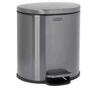 Rubbermaid Poubelle semi-ronde en acier inoxydable avec couvercle, pour maison/cuisine/salle de bain/bureau Gris anthracite 5,8 l