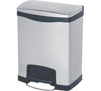Rubbermaid - Poubelle Slim Jim Step On Container Front Step en acier inoxydable 30 litres - Acier inoxydable - Acier inoxydable mat, noir