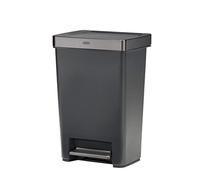 Rubbermaid Premier Series III Poubelle à pédale pour la maison et la cuisine, avec bord en acier inoxydable, 40 litres, anthracite, pour maison/cuisine/garage/appartement/bureau