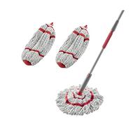 Rubbermaid Serpillère torsadée en Microfibre et kit de 2 recharges, Rouge, essoreur intégré, Lavable en Machine et réutilisable, Poids léger, Nettoyage des endroits Difficiles à Atteindre, pour