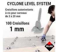 Rubi - 100 Croisillons Autonivellants à Vis 1mm En 'i' Cyclone