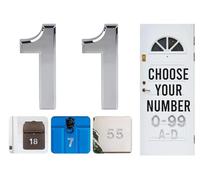Rubigo Numéros de porte effet chromé 7,6 cm 0-99 à coller sur numéro de porte, numéros de maison ABS auto-adhésifs argentés 3D pour portes, boîtes aux lettres, chambres d'hôtel (11)