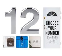 Rubigo Numéros de porte effet chromé 7,6 cm 0-99 à coller sur numéro de porte, numéros de maison ABS auto-adhésifs argentés 3D pour portes, boîtes aux lettres, chambres d'hôtel (12)