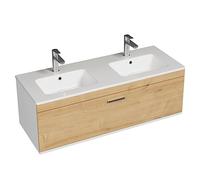 RUBITE Meuble salle de bain double vasque 1 tiroir Chêne largeur 120 cm
