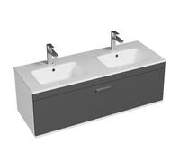 RUBITE Meuble salle de bain double vasque 1 tiroir couleur - Anthracite, Modèle - largeur 120 cm