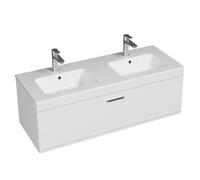RUBITE Meuble salle de bain double vasque 1 tiroir couleur - Blanc, Modèle - largeur 120 cm