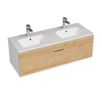 RUBITE Meuble salle de bain double vasque 1 tiroir Chêne largeur 120 cm