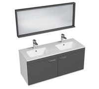 RUBITE Meuble salle de bain double vasque 2 portes couleur - Anthracite, Modèle - largeur 120 cm + miroir cadre
