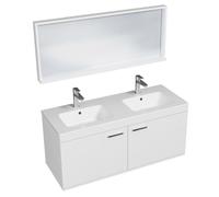 RUBITE Meuble salle de bain double vasque 2 portes couleur - Blanc, Modèle - largeur 120 cm + miroir cadre