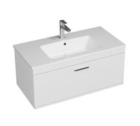RUBITE Meuble salle de bain simple vasque 1 tiroir couleur - Blanc, Modèle - largeur 90 cm