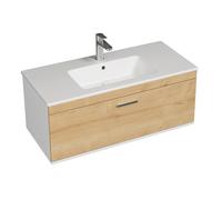 RUBITE Meuble salle de bain simple vasque 1 tiroir Chêne largeur 100 cm