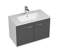 RUBITE Meuble salle de bain simple vasque 2 portes couleur - Anthracite, Modèle - largeur 80 cm
