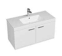 RUBITE Meuble salle de bain simple vasque 2 portes couleur - Blanc, Modèle - largeur 100 cm