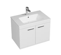 RUBITE Meuble salle de bain simple vasque 2 portes couleur - Blanc, Modèle - largeur 70 cm