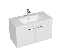 RUBITE Meuble salle de bain simple vasque 2 portes couleur - Blanc, Modèle - largeur 90 cm