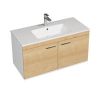 RUBITE Meuble salle de bain simple vasque 2 portes couleur - Chêne, Modèle - largeur 100 cm