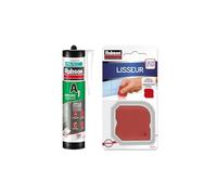 Rubson A1 Mastic Acrylique pour intérieur et extérieur, Blanc, Cartouche 300ml & Lisseur, outil pour lisser tous les types de joints - adapté à toutes les formules de mastic