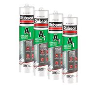 Rubson A1 Mastic Acrylique pour intérieur et extérieur, Mastic multi-suports pour joints et fissures, coloris Blanc, Cartouche 300ml (Lot de 4)