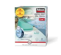 Rubson Aero 360°, 1 Déshumidificateur d'air 20 m² + 1 Recharge 450g, Azur | Absorbeur d'humidité, Réduit humidité et odeur, Anti-Moisissures, Sans électricité, Recharge dure 3 mois, Pièce jusqu'à 20m²