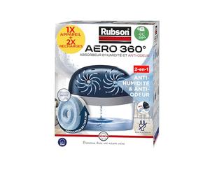 Rubson Aero 360°, Appareil Déshumificateur d'air 40 m² + 2 Recharges 450g | Absorbeur d'humidité, Neutralise odeurs et moisissures, Purifie, Sans électricité, Recharge dure 3 mois, Pièce jusqu'à 40m²