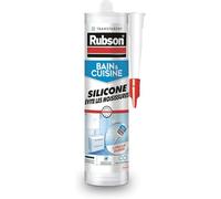 Rubson Bain&Cuisine, Mastic Sanitaire,Cartouche 280ml, Silicone Transparent | Mastic étanche silicone transparent, Joint salle de bain, Anti-moisissures, Antifongique, Résistant aux produits d'entretien