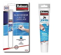 Rubson Blanchisseur Joint de carrelage, Stylo blanchissant pour joints de carrelage, Facile à appliquer & Je Jointe Mastic Blanc 50 ml, mastic étanche anti-moisissure en tube prêt à l'emploi