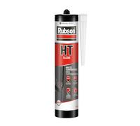 Rubson - Mastic silicone haute température - Résiste jusqu'à 300°C, multi-supports - Rouge 300 ml