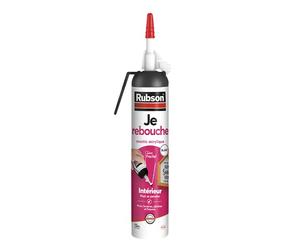 Rubson Je Rebouche Mastic Blanc 200 ml, mastic étanche en aérosol prêt à l'emploi, mastic acrylique pour murs, fenêtres, plinthes et fissures en intérieur