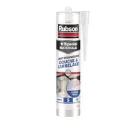 Rubson | Joint Périphérique Douche & Carrelage Blanc (cartouche de 300ml) - Mastic silicone neutre nouvelle génération multi-matériaux - Mastic étanche avec formule sans odeur