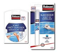 Rubson Joint Prêt à Poser- Rouleau auto-adhésif de joint préformé -blanc 12mm x 3.5m & Outils Blanchisseur Joint de carrelage stylo, Stylo blanchissant pour Joints de carrelage,7 ml