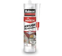 Rubson Maison, Mastic Acrylique Murs & Fenêtres, Cartouche 280 ml, Blanc | Mastic acrylique blanc intérieur/extérieur, Comble fissures et joints, Adhérence sur tous matériaux, Joint portes & fenêtres