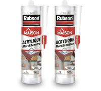 Rubson Maison Mastic Acrylique Murs & Fenêtres, mastic acrylique blanc pour intérieur & extérieur, comble fissure, joint porte et fenêtre, 280 ml (Lot de 2)